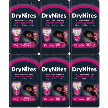 Drynites Kız 4-7 Yaş 17-30 kg 6x10 60 Adet Emici Gece Külodu