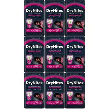 Drynites Kız 4-7 Yaş 17-30 kg 9x10 90 Adet Emici Gece Külodu