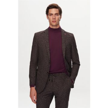 D's Damat 1HC05IM05577M Slim Fit Kahverengi Baskılı Kırışmayan Sihirli Takım Elbise