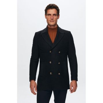 D's Damat 1HF08ORT10005 Regular Fit Lacivert Denizci Metal Düğme Detaylı Kaşe Erkek Kaban