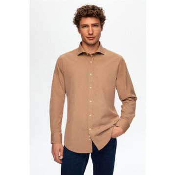 D's Damat 2HF02ORT5185 Slim Fit Kahverengi Italyan Yaka Erkek Gömlek
