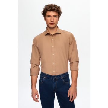 D's Damat 2HF02ORT5185 Slim Fit Kahverengi Italyan Yaka Erkek Gömlek