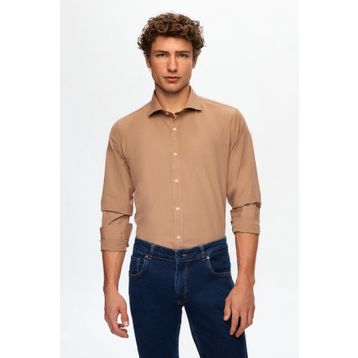 D's Damat 2HF02ORT5185 Slim Fit Kahverengi Italyan Yaka Erkek Gömlek