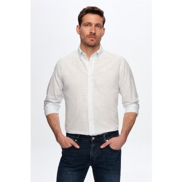 D's Damat 5HC02ORT07265 Slim Fit Beyaz Armürlü Erkek Gömlek