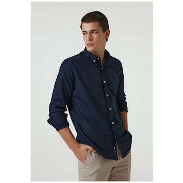 D's Damat 5HC02ORT07265 Slim Fit Lacivert Armürlü Erkek Gömlek