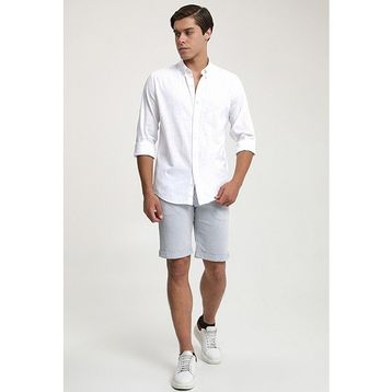 D's Damat 6HC02ORT63265 Slim Fit Bej Keten Görünümlü Erkek Gömlek