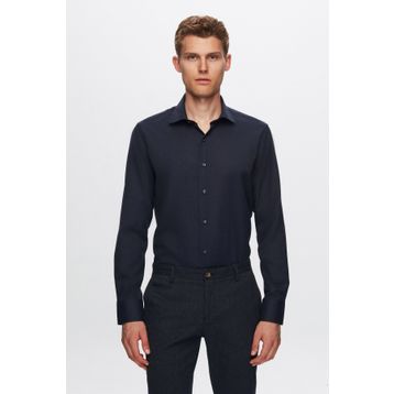 D's Damat 7HF02ORT02100 Slim Fit Lacivert Armürlü Erkek Gömlek
