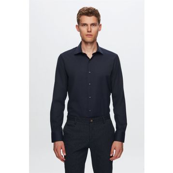 D's Damat 7HF02ORT02100 Slim Fit Lacivert Armürlü Erkek Gömlek