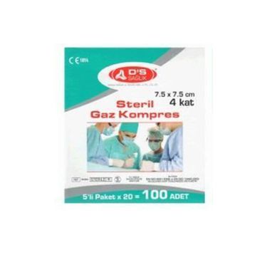 Ds Sağlık Steril Gaz Kompres 7.5x7.5 cm 5'li 100 Zarf