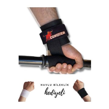 DSport DS-1000044 Conquer Siyah Big Grip Pro Lifting Straps Ağırlık Eldiveni