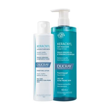 Ducray Keracnyl Gel Yağlı ve Akneli Ciltler İçin Temizleme Seti