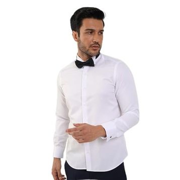 Dufy 89394 Beyaz Erkek Gömlek