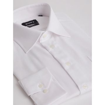 Dufy Beyaz Düz Regular Fit Erkek Gömlek