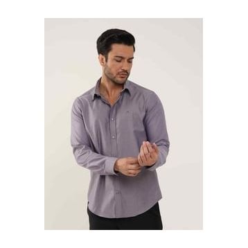 Dufy Mor Erkek Slim Fit Düz Brent Düğmeli Yaka Uzun Kol Gömlek - 102459