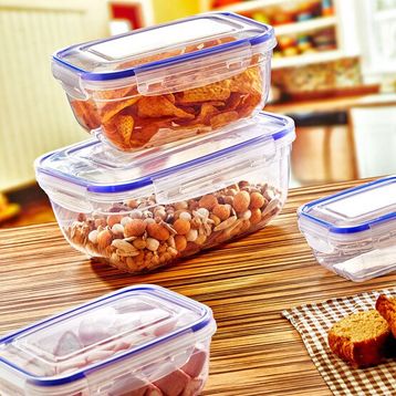 Dünya Plastik 4'lü Contalı Gıda Saklama Seti Dikdörtgen