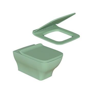 Dura Petra Cam Göbeği Asma Klozet Rimles Kanalsız ve Duroplast Yavaş Kapanır Kapak