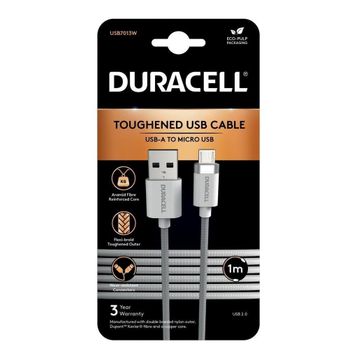 Duracell 1 mt USB-A to Micro Örgülü Beyaz Şarj Kablosu