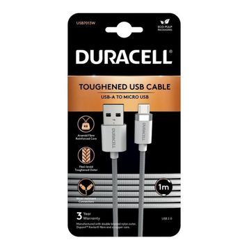 Duracell 1 mt USB-A to Micro Örgülü Beyaz Şarj Kablosu