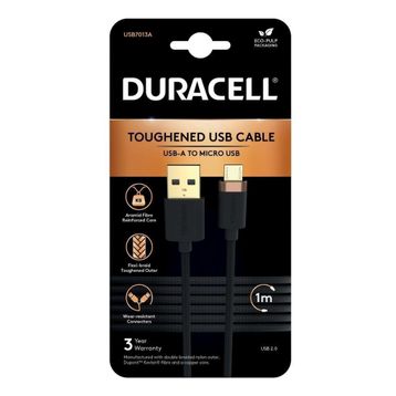 Duracell 1 mt USB-A to Micro Örgülü Siyah Şarj Kablosu