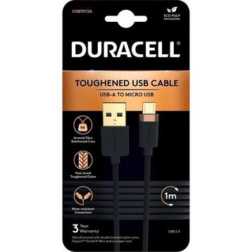 Duracell 1 mt USB-A to Micro Örgülü Siyah Şarj Kablosu