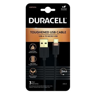 Duracell 2 mt USB-A to Micro Örgülü Siyah Şarj Kablosu