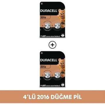 Duracell CR2016 3V 4'lü Lityum Düğme Pil