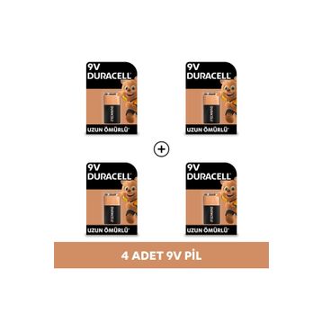 Duracell MN1604 6LR61 9V 4'lü Alkalin Pil