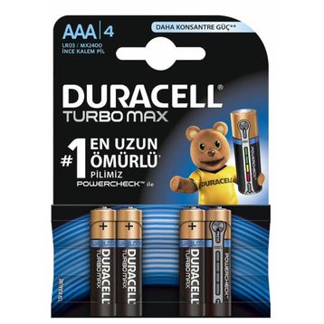Duracell Turbo Max MN2400 AAA 4'lü Alkalin Kalem Pil