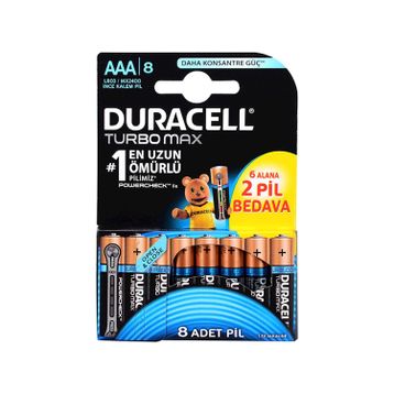 Duracell Turbo Max MN2400 AAA 8'li Alkalin Kalem Pil
