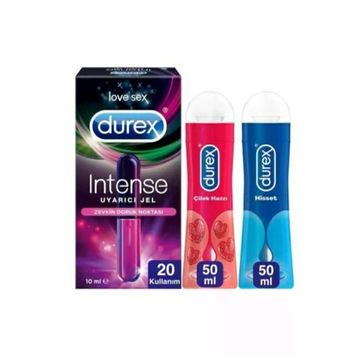 Durex 10 ml Intense Uyarıcı Jel 30 ml Çilek Hazzı ve 30 ml Play Hisset Jel