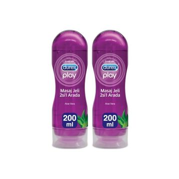 Durex Play 200 ml 2si1 Arada Aloe Vera içeren Su Bazlı Kayganlaştırıcı ve Masaj Jeli