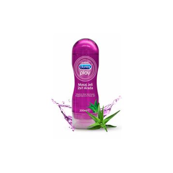 Durex Play 200 ml 2si1 Arada Aloe Vera içeren Su Bazlı Kayganlaştırıcı ve Masaj Jeli