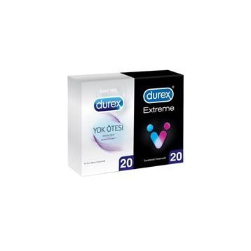 Durex Yok ötesi Ulltra Kaygan 20'li + Extreme 20'li Prezervatif