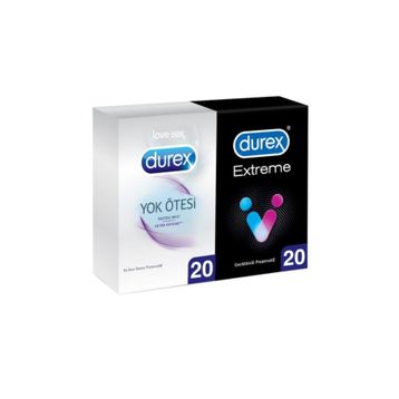 Durex Yok ötesi Ulltra Kaygan 20'li + Extreme 20'li Prezervatif