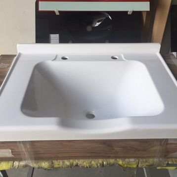 Duru Cam Beyaz 73x52 cm Dökme Akrilik Berber Lavabosu