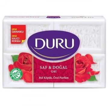 Duru Saf ve Doğal Gül 150 gr x4'lü 3 Adet Banyo Sabunu