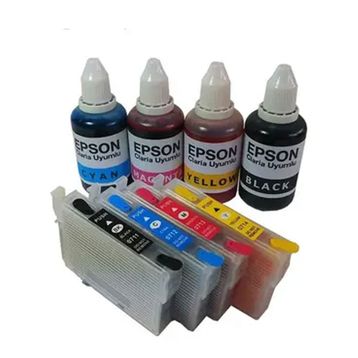 Duruink SX200 Uyumlu Kolay Dolan Kartuş ve 4 x 50 ml 4 Renkli Mürekkep