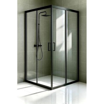 Durul 100x100 Kare Siyah Profil Şeffaf Duş Teknesiz 5 mm 180 cm Duşakabin