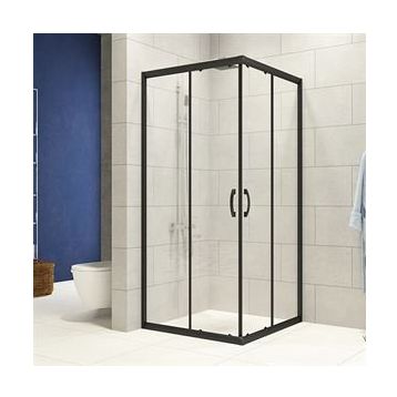 Durul 100x100 Kare Siyah Profil Şeffaf Duş Teknesiz 5 mm 180 cm Duşakabin