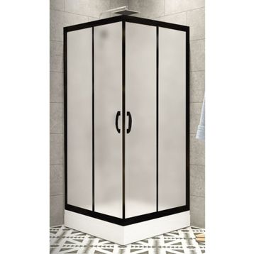 Durul 100x100 Kare Siyah Profil Şeffaf Duş Teknesiz 5 mm 180 cm Duşakabin