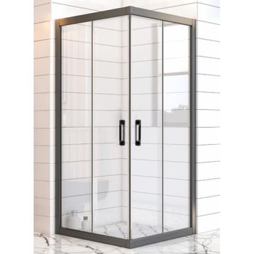 Durul 100x100 Kare Siyah Profil Şeffaf Duş Teknesiz 5 mm 180 cm Duşakabin