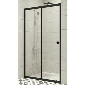 Durul 154 cm Ön Cephe Siyah Çizgi Buzlu 5 mm H:190 cm Duşakabin