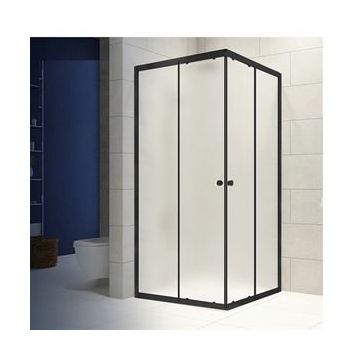 Durul 70x100 Kare Siyah Profil Buzlu Duş Teknesiz 4 mm 180 cm Duşakabin