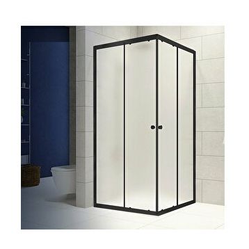 Durul 70x100 Kare Siyah Profil Buzlu Duş Teknesiz 4 mm 180 cm Duşakabin
