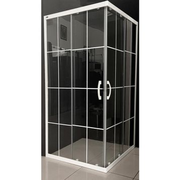 Durul 80x90 Kare Siyah Profil Çizgili Duş Teknesiz 5 mm 180 cm Duşakabin