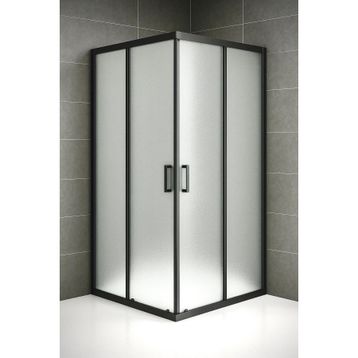 Durul 90x90 cm Kare Siyah Profil Buzlu Cam 5 mm H:190 Duşakabin