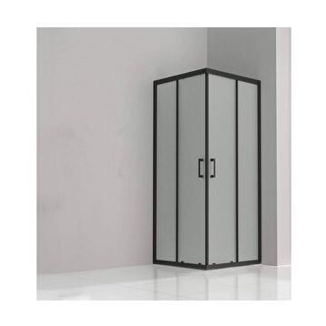 Durul 90x90 cm Kare Siyah Profil Buzlu Cam 5 mm H:190 Duşakabin