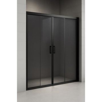 Durul Füme Temper Cam Elegant Seri Ön Cephe Siyah Profil 150 cm Duşakabin