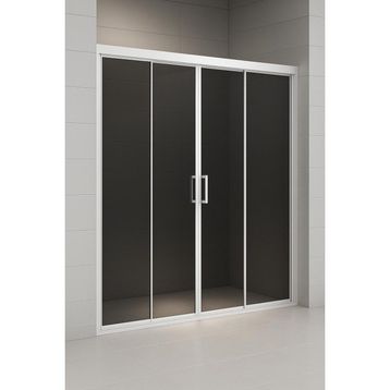 Durul Füme Temper Cam Ön Cephe Beyaz Profil 112 cm Duşakabin