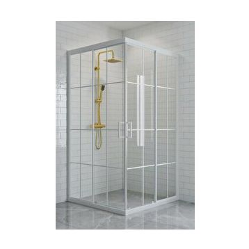 Durul Kare 5 MM Beyaz Çizgi Yükseklik 190 CM 70x85 CM Duşakabin